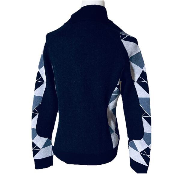 SWEATY BETTY Merino Wool Blend Knit Zip Up Sweater Cardigan M Black Gray - Picture 5 of 10